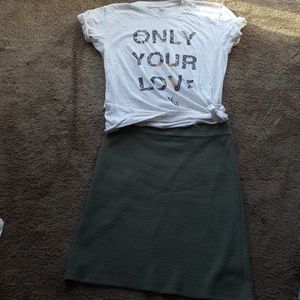 Army green knit skirt